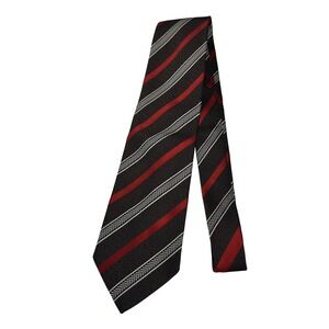 Ermenegildo Zegna Men's Striped Silk Cotton Blend Necktie Brown Red